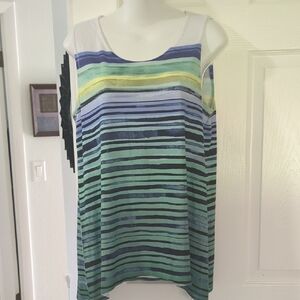 ♥️BUNDLE ITEM♥️One World Striped Sleeveless Top - Blue and Green Tunic Size PL